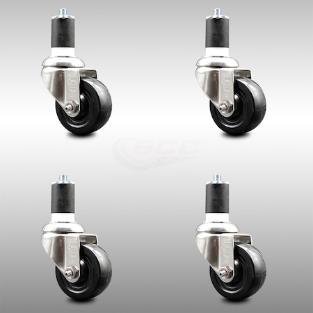 Service Caster 3.5 Inch 316SS Hard Rubber Wheel Swivel 1-7/8 Inch Expanding Stem Caster Set SCC SCC-SS316EX20S3514-HRS-178-4